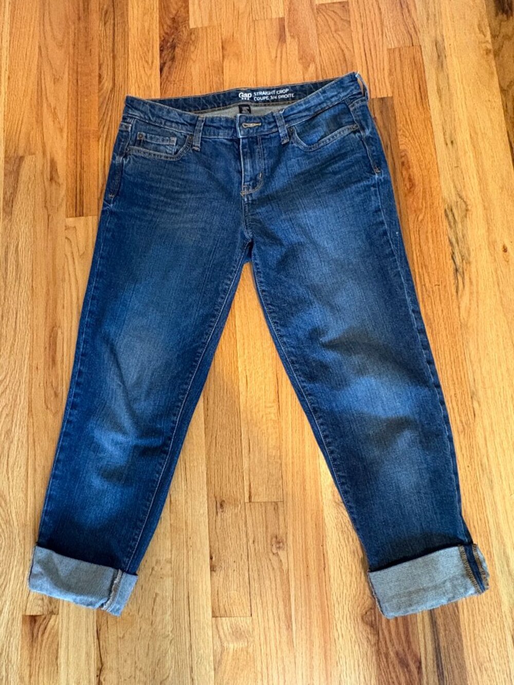 Gap Womens Size 8 Dark Wash Cuffed Capri Jeans Y2K Mid Rise Straight Crop 29